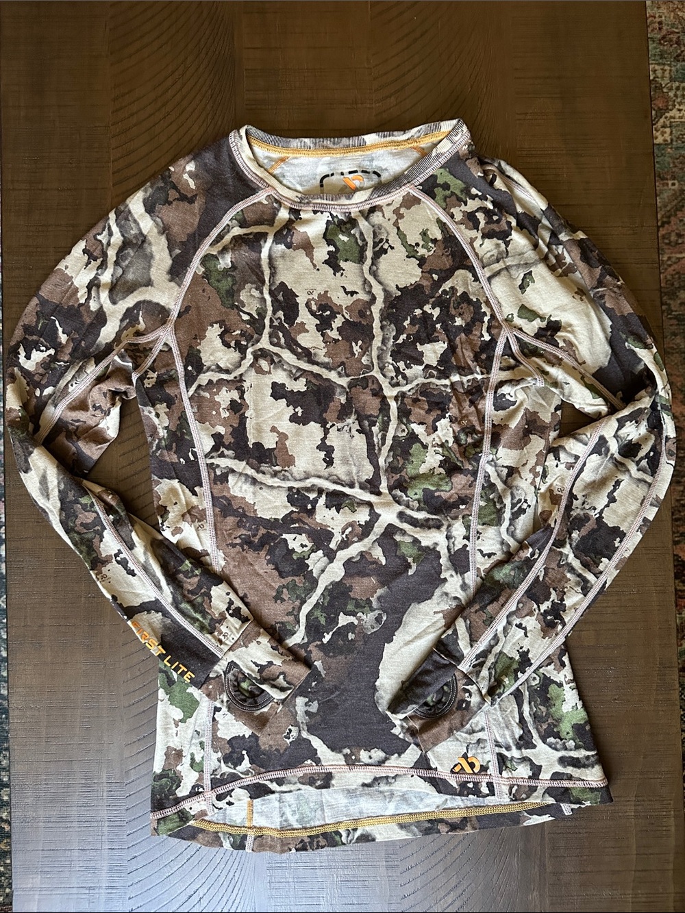 First Lite Longsleeve Crewneck Merino Wool Fusion Print size S